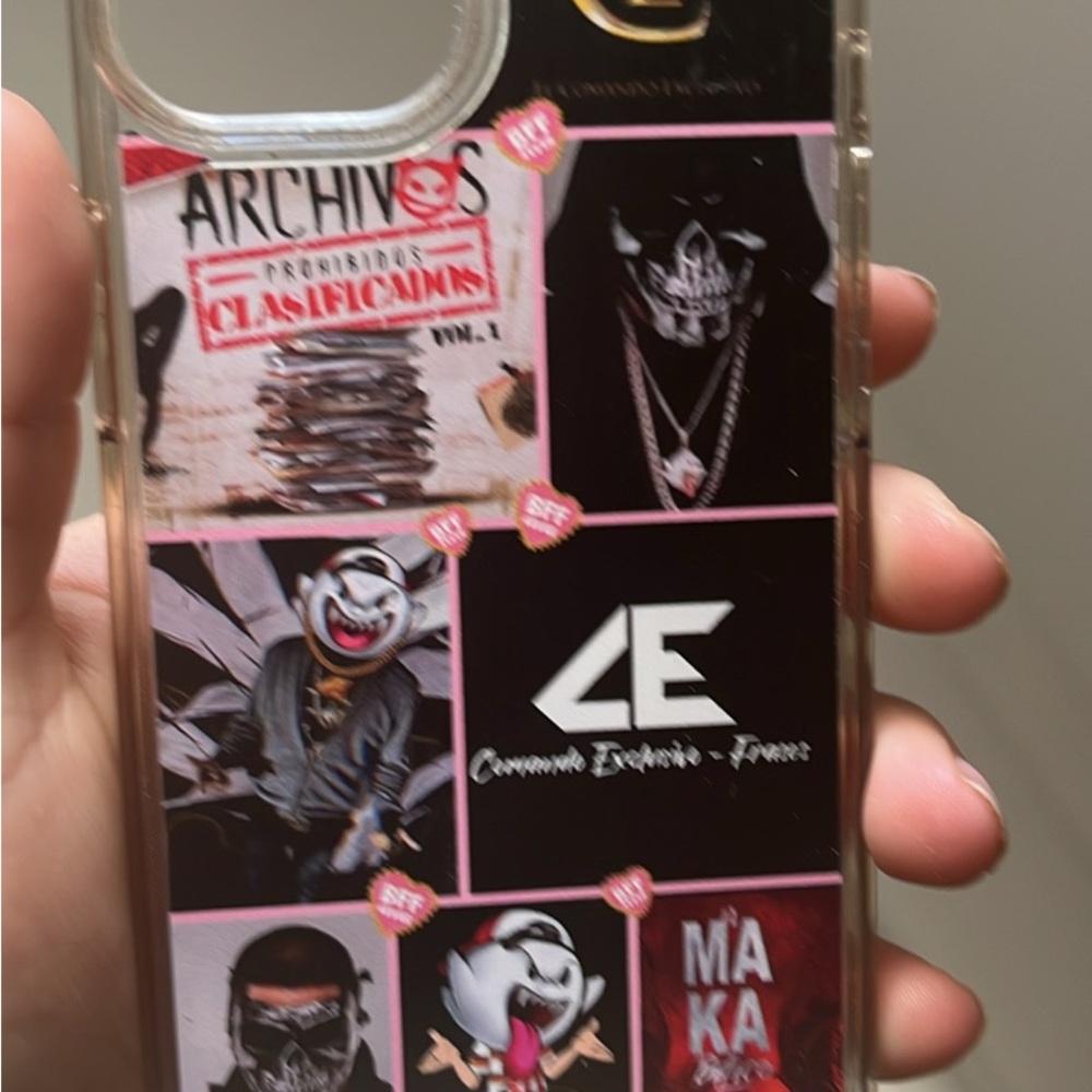 IPhone 13 Phone Case - Black and pink outline makabelico phone case (used)